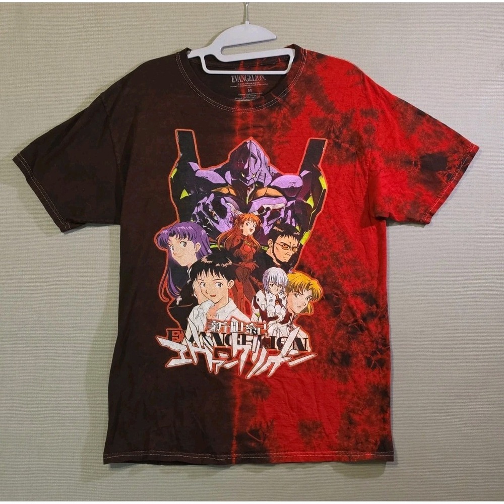 Neon Genesis Evangelion T Shirt Men's M Red Black Tie Dye Anime Graphic EVA